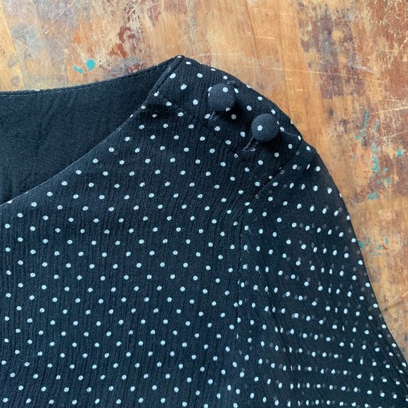 SEZANE Doria 100% Silk Chiffon Mini Dress, Black and Ecru Polka Dots, FR Size 40 - Picture 8 of 10